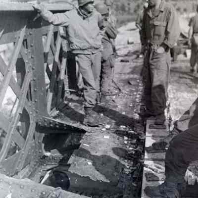 Soldiers on Bailey bridge