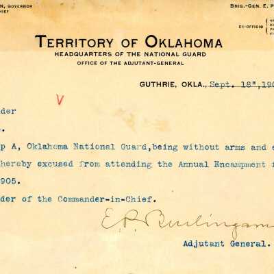 Special Order #154 Headquarters Oklahoma National Guard-1905