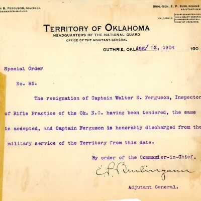 Special Order #85 Headquarters Oklahoma National Guard-1904