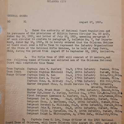 General Order #31 Headquarters Oklahoma National Guard-1925