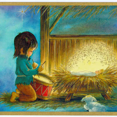 Little Drummer Boy Next to a Manger