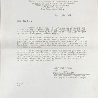 Letter to William Hoy