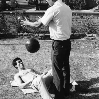Bruce Lee Working Out with Ted Wong