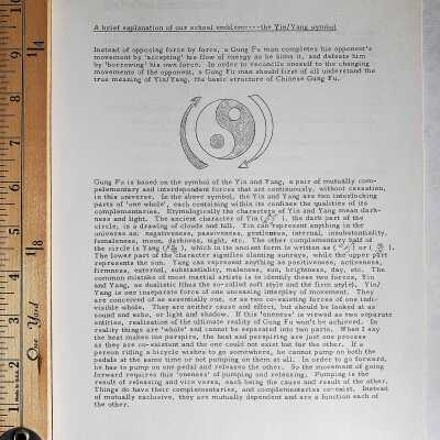 Yin and Yang "A brief explanation of our school emblem---The Ying/Yang symbol", 1967