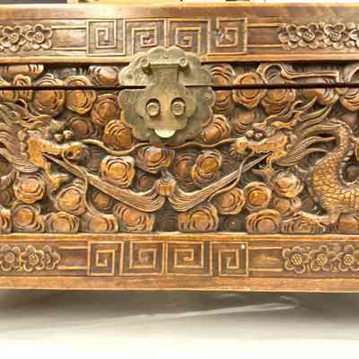 Ornately Carved Wood Trunk