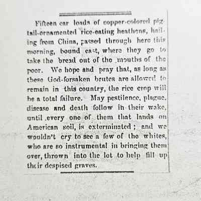 Newspaper clipping 1870