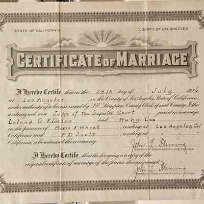 Certificate of Marriage