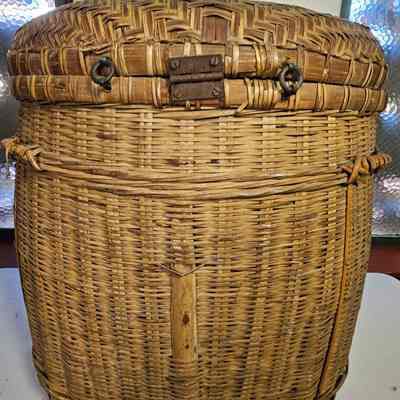 Bamboo Basket with attached cover