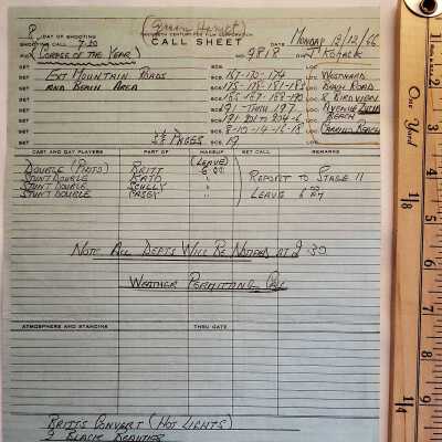Green Hornet Call Sheet (15th Day of Shooting)