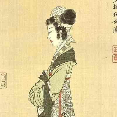 Embroidered Artwork of a Woman in Robes