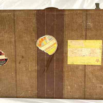 Brown Suitcase with Stripe