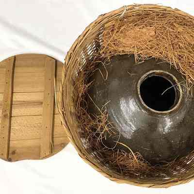 Basket with Ceramic Ginger Jar
