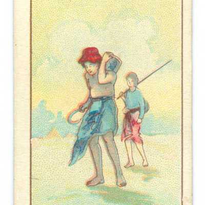 Tobacco Card, barechested young man