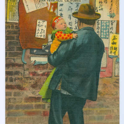 Reading Latest News Flashes, Chinatown, San Francisco, California