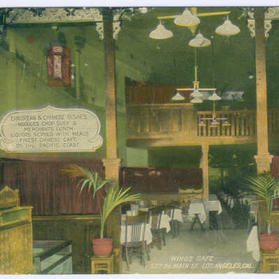 Postcard, Los Angeles, Chinatown, Wings Cafe