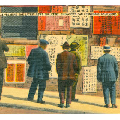 Reading the Latest News, Chinatown, San Francisco, California