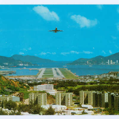 Postcard Set, China, Hong Kong, View of Plane Landing from Lung Tseung Road