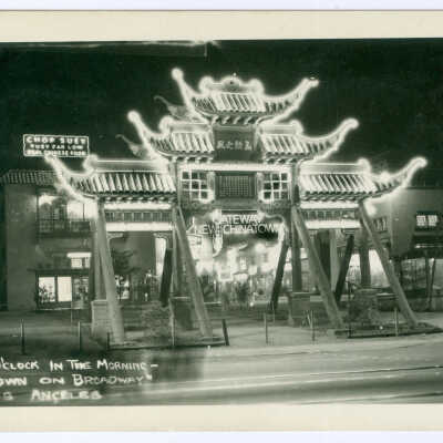 Postcard, Los Angeles, Chinatown, Three O' Clock in the Morning-Chinatown on Broadway Los Angeles