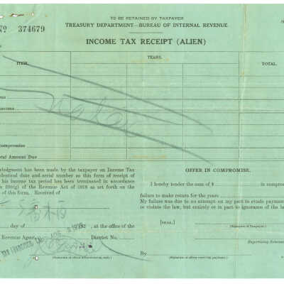 Income Tax Receipt (Alien)