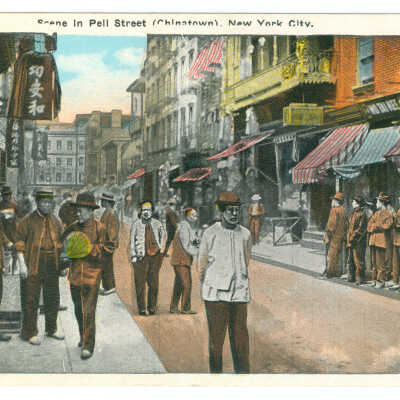 Postcard, New York, Chinatown, Scene in Pell Street Chinatown, New York City.