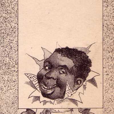 An African-American Man has his Head Push Through a Poster Board