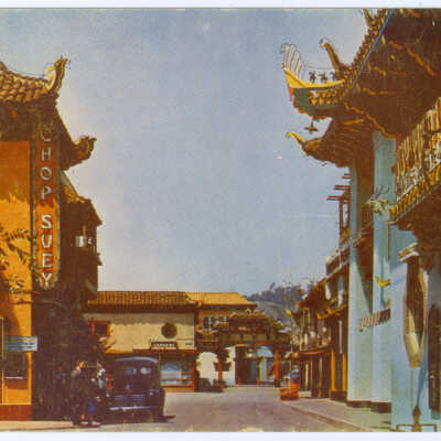 Postcard, Los Angeles, Chinatown, Plaza Scene