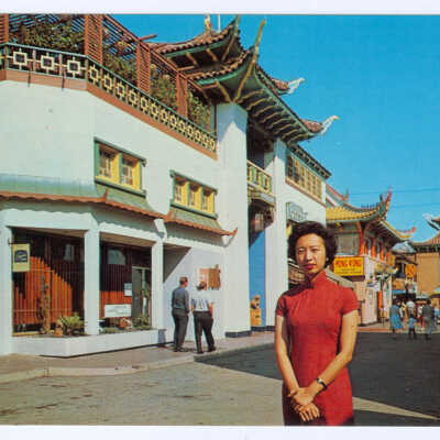 Postcard, Los Angeles, Chinatown, Plaza Scene