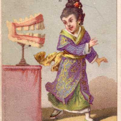 A Young Woman Is Alarmed by the Jaw of a Dragon