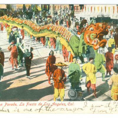 Postcard, Los Angeles, Dragon on Parade, La Fiesta de Los Angeles