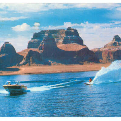 Postcard, Lake Powell, Boating Scene