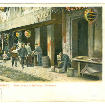 San Francisco, Street Scene in Fish Alley, Chinatown.