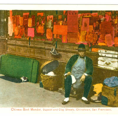 Chinese Boot Mender, Dupont and Clay Streets, Chinatown, San Francisco
