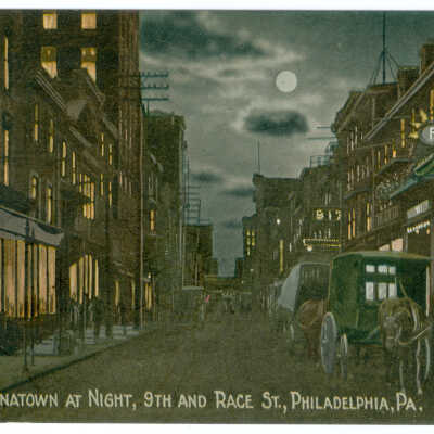 Postcard, Philadelphia, Chinatown At Night, 9th and Race St., Philadelphia, PA