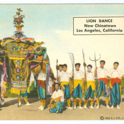 Postcard, Los Angeles, Lion Dance, New Chinatown Los Angeles, California