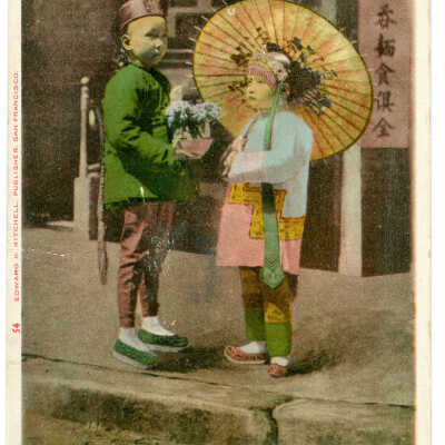 Postcard, Chinatown, Chinese Boy and Girl, San Francisco