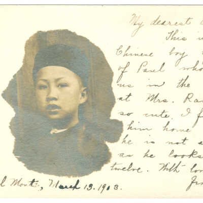 Postcard, A Chinese Boy Wearing a Hat