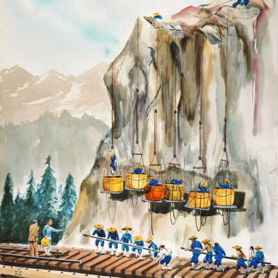 Railroad Laborers Working on First Transcontinental Tracks