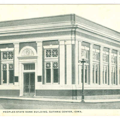 Postcard, Iowa, Peoples State Bank Building, Guthrie Center, Iowa