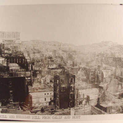 Photograph, Chinatown, Nob Hill & Russian Hill from California & Montgomery Sts, 1906, SF