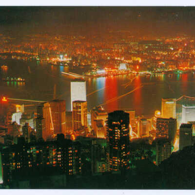 Postcard, China, Hong Kong, Hong Kong-"The Preal of Orient" by Night