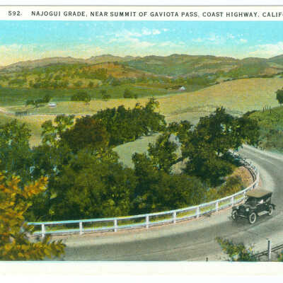 Postcard, Najogui Grade, Near Summit of Gaviota Pass, Coast Highway, California