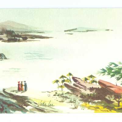 Jake Lee Designed Greeting Card - mountains and oceans scene