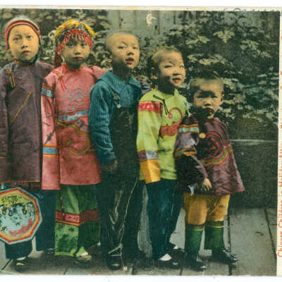 Chinese Children in Holiday Attire. Chinatown, San Francisco, Cal.