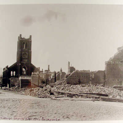 Photograph, Chinatown, Old St. Mary's Church, Californian & Dupont Sts., 1906, SF