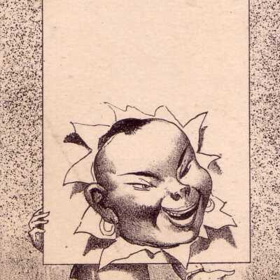An Orientalized Chinese Man With his Head Pushed Through a Poster Board