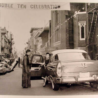 Photograph, Chinatown, double Ten, in front of St Mary's Church, Grant Ave., SF