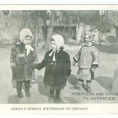 Postcard, American and Chinese Playmates