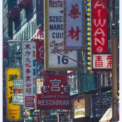 Postcard, New York, Chinatown, Street Signs