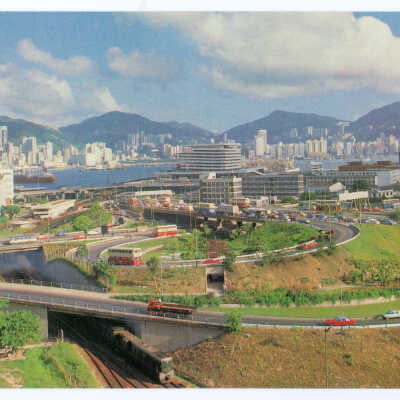 Postcard Set, China, Hong Kong, The Exit and Entrance of the Cross Harbour Tunnel with Hong Kong Island in the Background