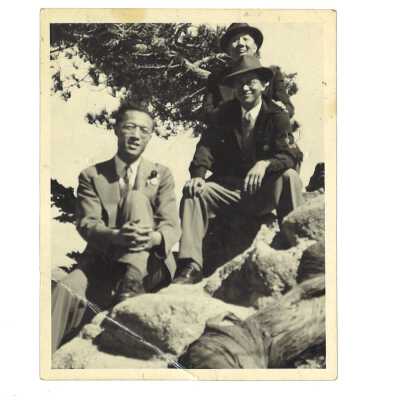 William Hoy with 2 Friends Sitting on Rocks